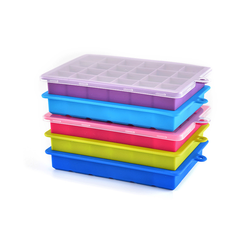 Silicone ice grid mold ice cube box with cover home baking mold for chocolate cake