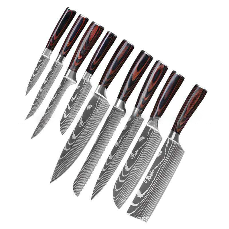 9Pcs stainless steel cleaver chef kitchen meat knife manufacturers wholesale kitchen knife set