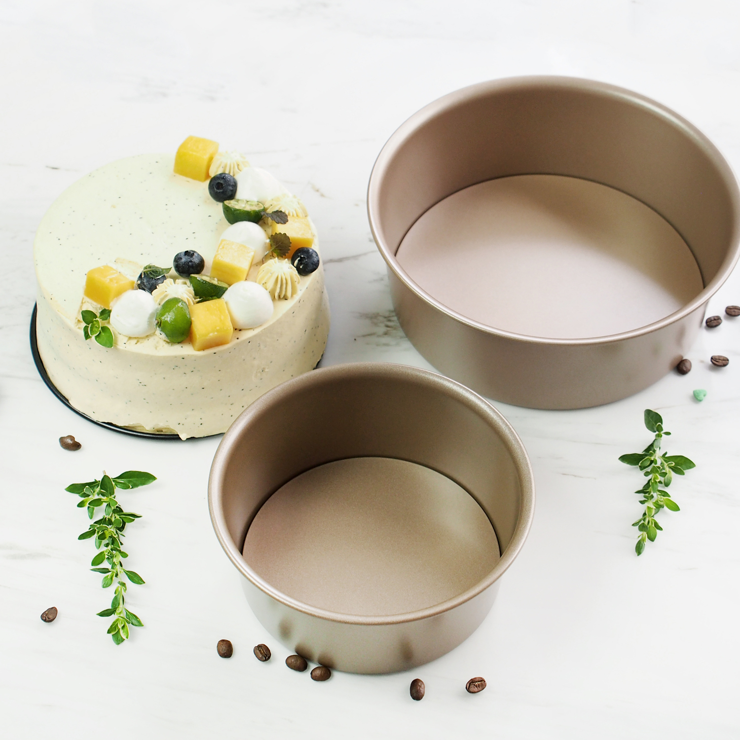 Food grade Thickened Golden Cake Baking Pan mould with removable loose bottom