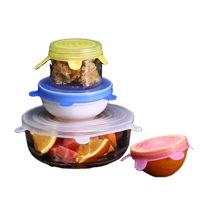 Food Grade Kitchen 6 piece Durable Flexible Silicone Food Fruit Stretch Lids
