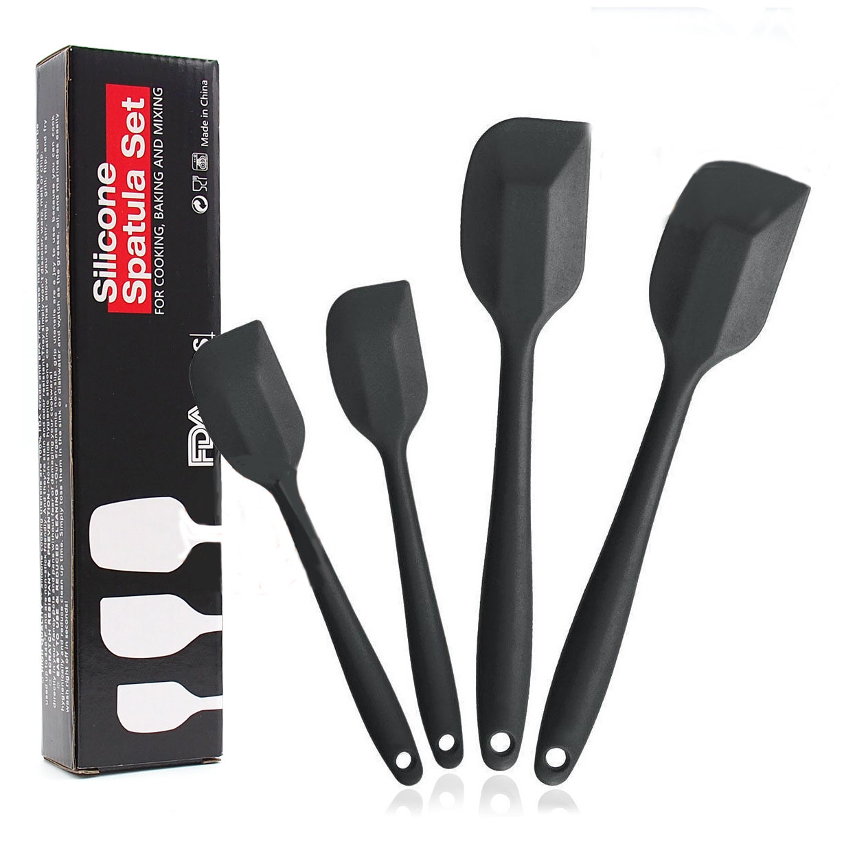 Cooking tools kitchen utensils safe set 4 Pieces heat resistant non-stick rubber silicone spatula set