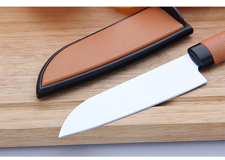 Kitchen stainless steel sheath safety knife with plastic handle