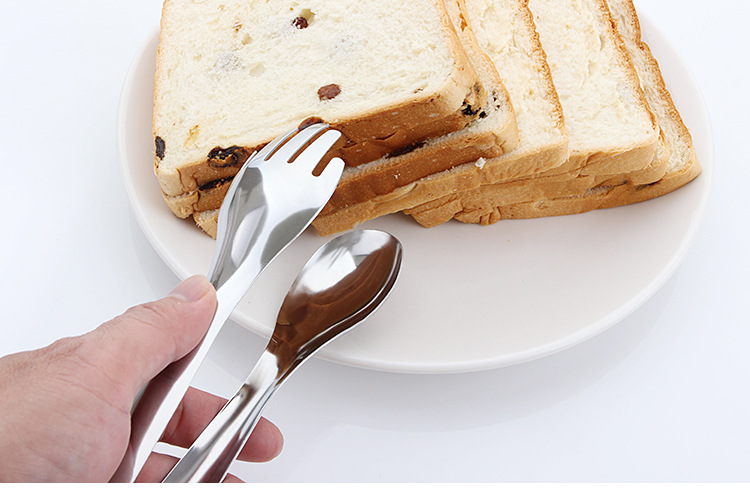  Stainless Steel Food Bread Barbecue Silicone Kitchen Tongs