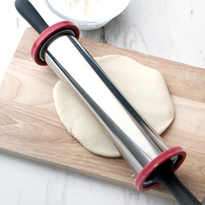 11 Inches 3 Adjustable Discs Stainless Steel Rolling Pin Ring Baking Tools