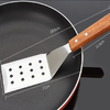 Stainless steel bevel leaky spatula with wooden handle three-sided steak spatula baking tool pancake spatula