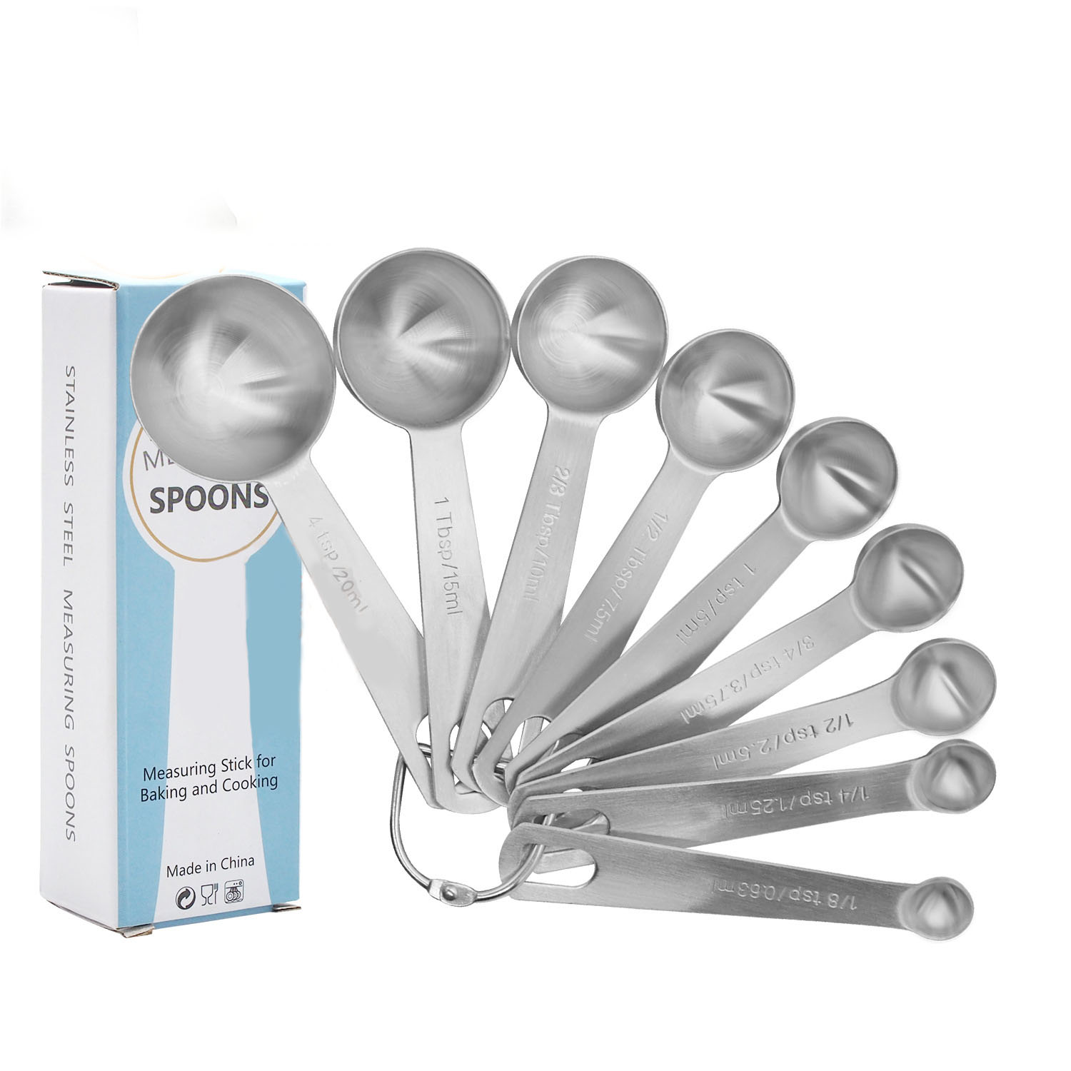Kitchen measuring cups spoon set Stainless steel measuring cup and spoons set of 9 piece