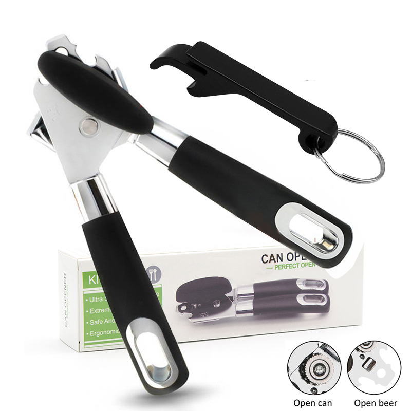 kitchen blade black soft grip rubberized handle safety manual can opener stainless steel