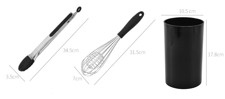  Egg Whisk Spoon Stainless Steel Tube Handle Silicone Kitchenware Set